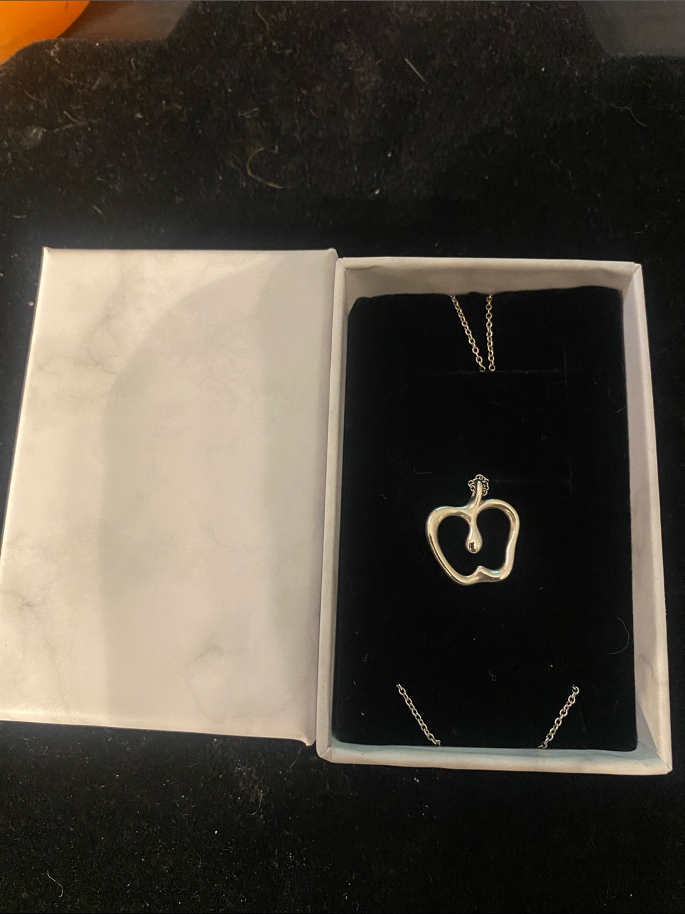 Authentic Tiffany & Co. 18” Sterling Silver Apple Pendant Necklace